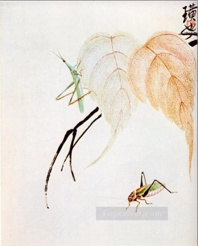 Chino Painting - Mantis religiosa Qi Baishi en una rama tradicional china